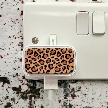 Leopard Print Charger Sticker For Samsung Or Apple, 2 of 3