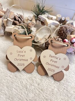 Baby's First Christmas Gift Box, Teddy Christmas Tree Ornament For Baby, 2 of 10