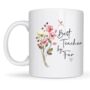Personalised Minimalistic Best Teacher Friend Floral Mug Gift, thumbnail 2 of 9