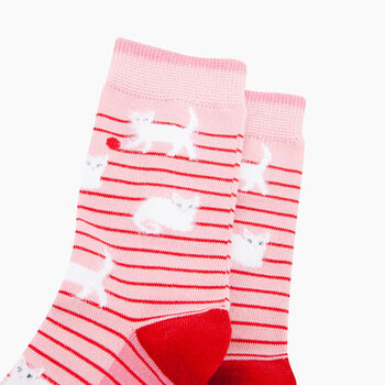 Cat Playing With Wool Fluffy Bamboo Socks In Pink, 2 of 4