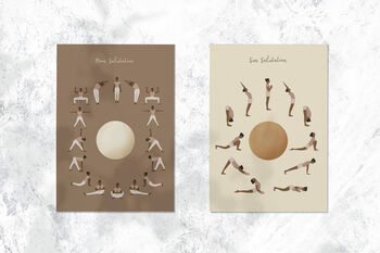 Yoga Poses Art Print Set. 'Sun & Moon Salutation', 2 of 5