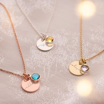 Personalised Esme Initial Birthstone Necklace Photo Set, 2 of 12