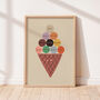 Illustrative Educational Art Print For Kids With Ice Cream Of Colours, thumbnail 1 of 5