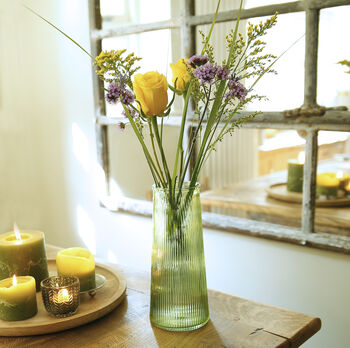 Tall Ribbed Coloured Glass Bouquet Vase, 2 of 4