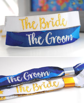 Bride And Groom Wedding Hen Stag Party Wristbands, 6 of 8