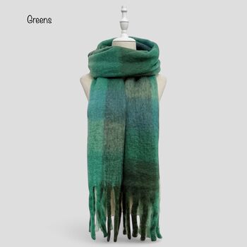 Soft Check Print Wool Blend Scarf, 7 of 12