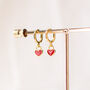 Tiny Red Heart Huggie Hoop Earrings, thumbnail 2 of 10