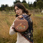 Fox And Pumpkin Embroidered Tan Saddle Bag, thumbnail 2 of 6