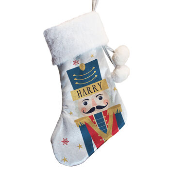Baby Boy First Christmas Stocking Personalised Nutcracker Stocking For Children, 3 of 4