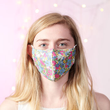 Floral Print Fitted Cotton Face Mask, 2 of 4