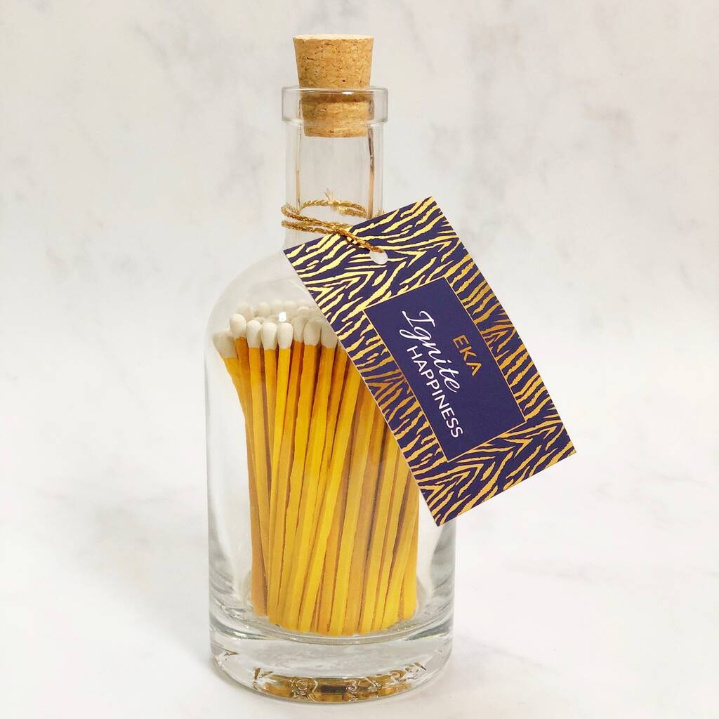 Large Luxury Yellow Matches In Glass Jar By Eka Scents