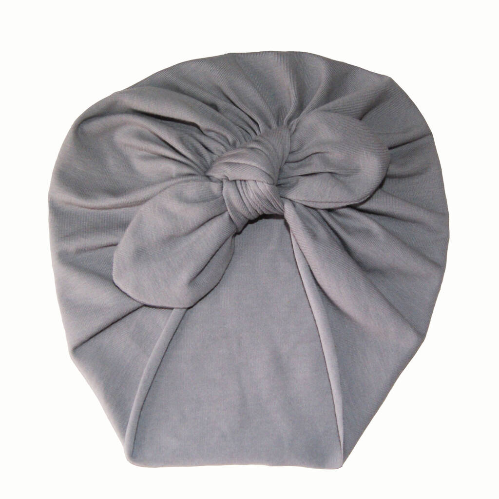 Girls Turban Style Hat In Grey