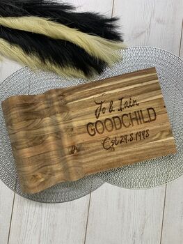 Personalised 'Couple' Acacia Wood Cheeseboard, 2 of 5