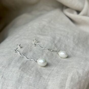 Clara Pearl Sterling Silver Drop Earrings, 4 of 4