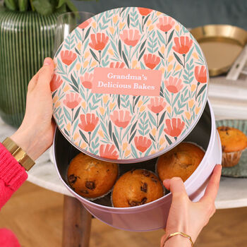 Personalised Grandma's Bakes Floral Cake Tin For Baking, 2 of 7