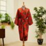 Burnt Orange Silk Blend Kimono Dressing Gown, thumbnail 4 of 5