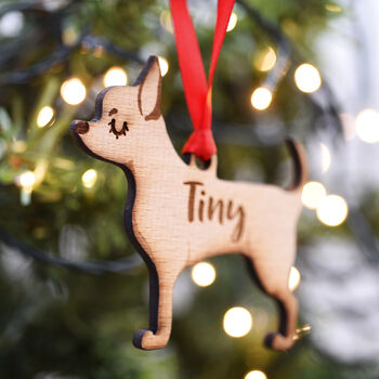 Personalised Chihuahua Dog Wooden Christmas Decoration, 2 of 4
