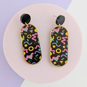 80's Style Memphis Pattern Acrylic Earrings, 4 of 6