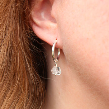 Herkimer Diamond Icicle Hoop Earrings, 2 of 7