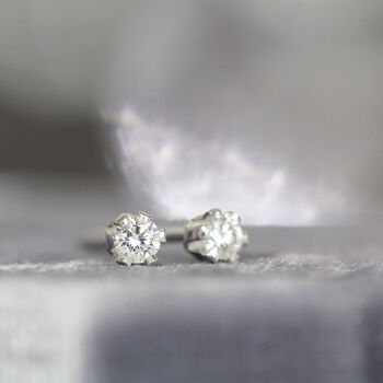 Tiny White Diamond Stud Earrings Silver Or Gold, 6 of 12