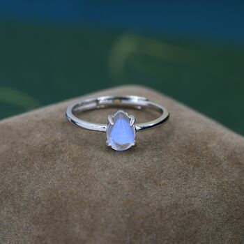 Sterling Silver Moonstone Droplet Ring In Sterling Silver, 3 of 12