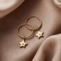 9ct Gold Birthstone Star Hoop Earrings, thumbnail 1 of 5