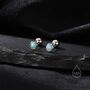 Tiny Aqua Green Opal Screw Back Earrings, thumbnail 4 of 10