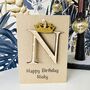 Personalised Crown Card Wooden Glitter Letter Name, thumbnail 9 of 10