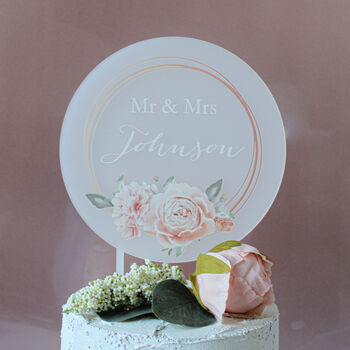 Personalised Wedding Cake Topper Rose Design, 7 of 7