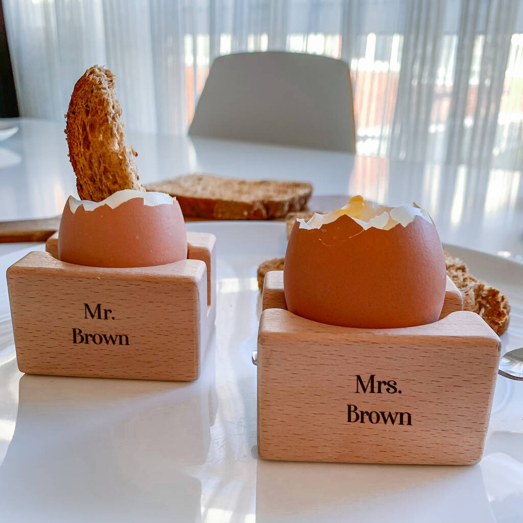 Personalised Engraved Wooden Egg Cup With Name, 1 of 5