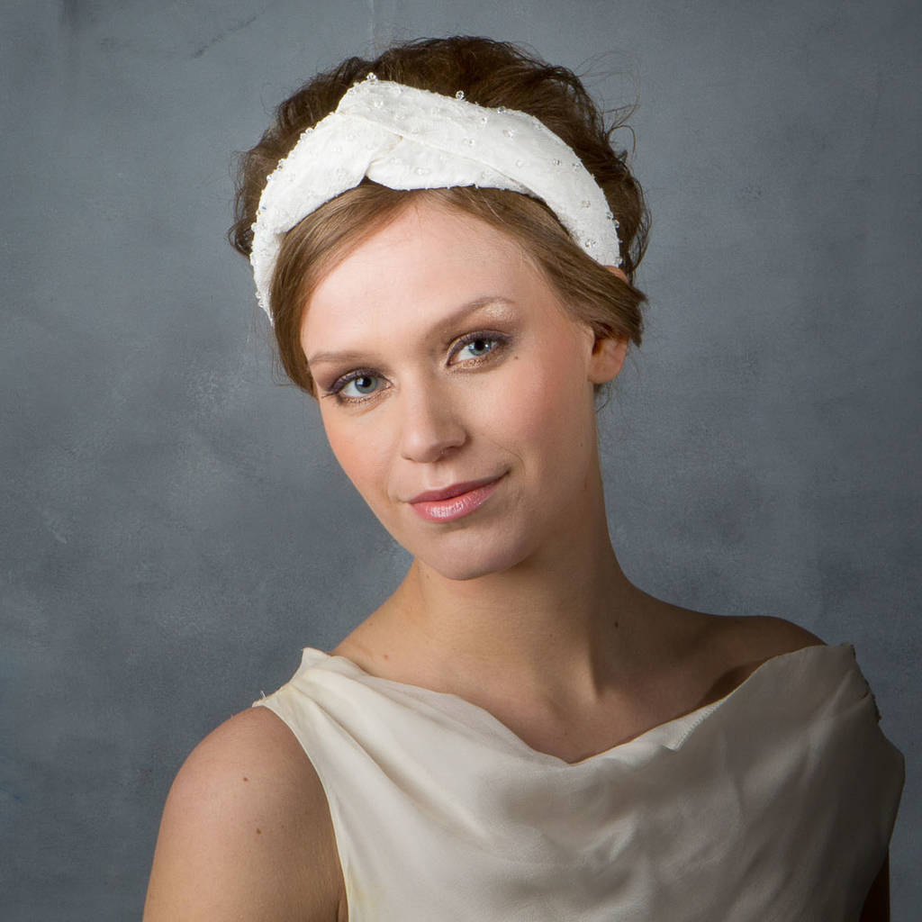 Chantilly Lace And Silk Turban Style Bridal Headpiece, 1 of 2