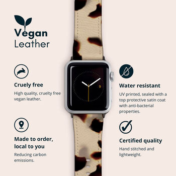 Ivory Tortoise Shell Vegan Leather Apple Watch Band, 2 of 7