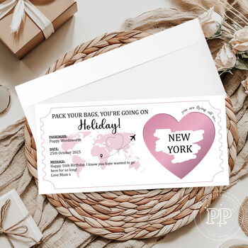 Personalised Holiday Boarding Pass, Scratch Reveal Ticket, 8 of 11