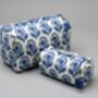 Paisley Floral Pattern Cotton Wash Bag In Blue, thumbnail 4 of 8
