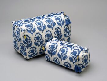 Paisley Floral Pattern Cotton Wash Bag In Blue, 4 of 8