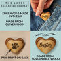 Personalised Pet Memorial Small Olive Wood Heart Pocket Token, thumbnail 7 of 9