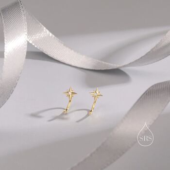 Starburst Star Huggie Hoop Earrings In Sterling Silver, 3 of 10