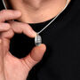 Men's Small Malachite Dog Tag Locket Silver, thumbnail 9 of 9
