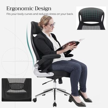 High Back Mesh Office Chair With Flip Up Armrests, 4 of 8