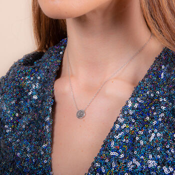 Round 925 Sterling Silver Druzy Crystal Necklace, 3 of 4