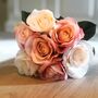 Faux Flowers Bouquet Of Peach And Cream Roses, thumbnail 1 of 7