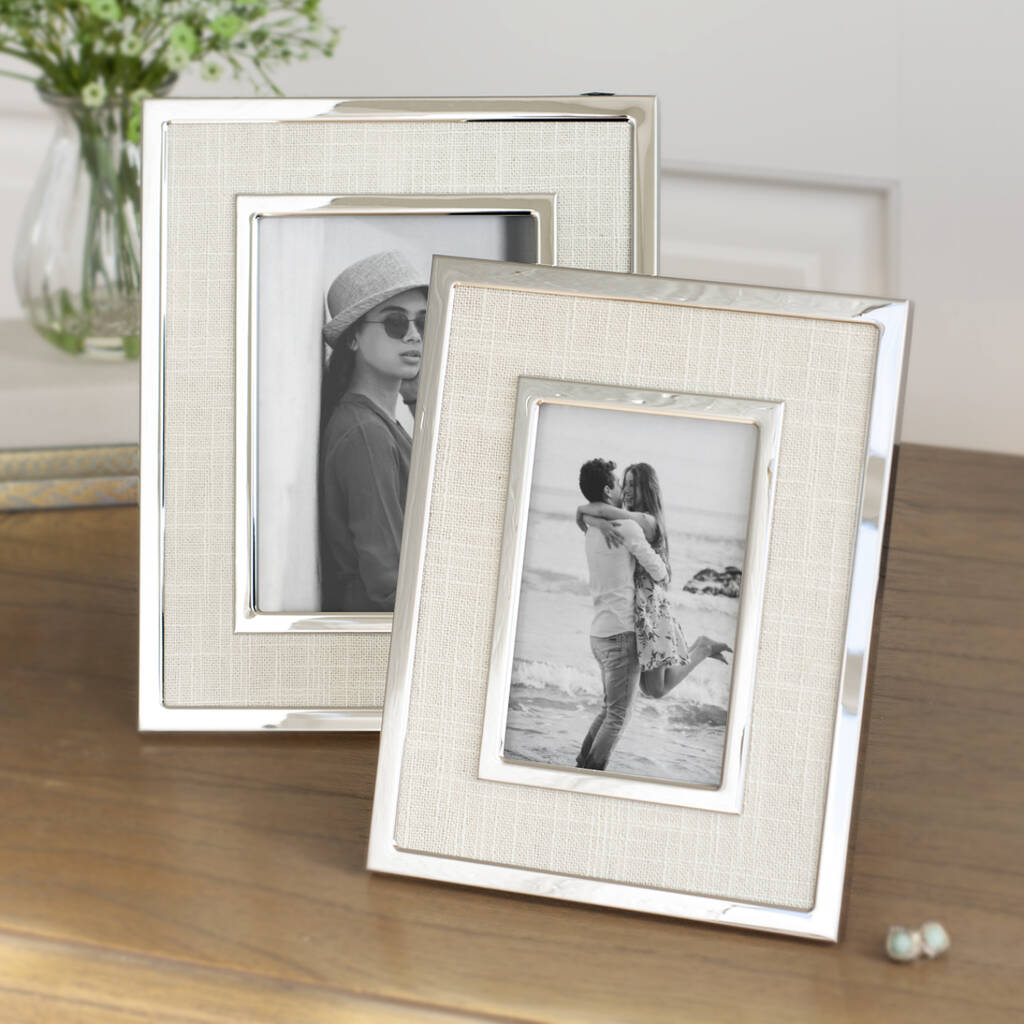 Linen Double Aperture Photo Frame 4x6” By Jodie Byrne