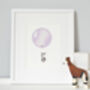 Personalised Baby Girls Lilac Balloon Nursery Picture, thumbnail 1 of 8