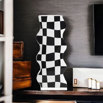 Checkerboard Wavy Ceramic Vase, 2 of 3