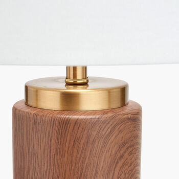 Wood Effect Ceramic Tall Table Lamp, 6 of 10