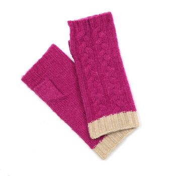 Pink Cable Knit Wrist Warmers ~ Eco Friendly, 6 of 6