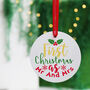 First Christmas As Mr And Mrs Printed White Tree Decoration, thumbnail 2 of 3