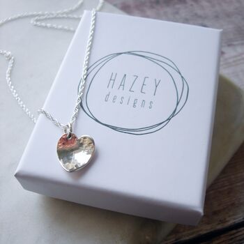 Silver Hammered Heart Necklace, 4 of 5