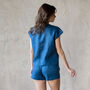 Women's Linen Pyjama Set T Shirt And Shorts, thumbnail 4 of 12