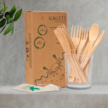 24 Pack Reusable Bamboo Cutlery Set, 3 of 10